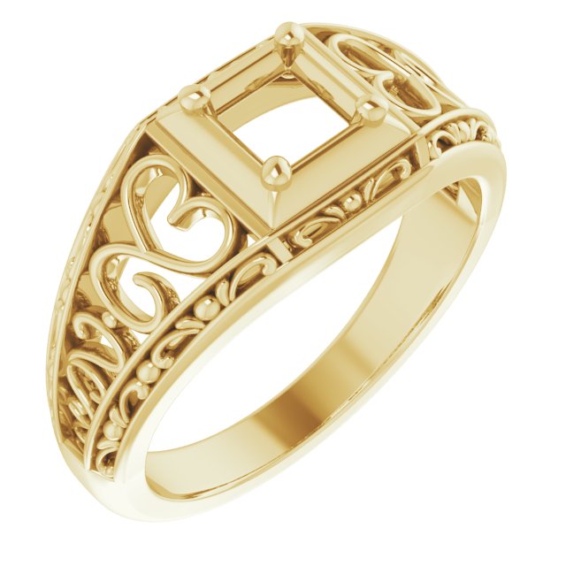 Filigree Heart Solitaire Ring