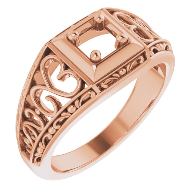 Filigree Heart Solitaire Ring
