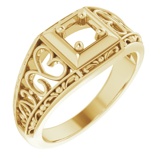 Filigree Heart Solitaire Ring