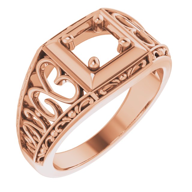 Filigree Heart Solitaire Ring
