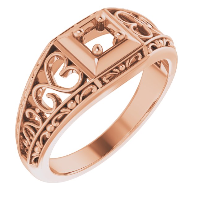 Filigree Heart Solitaire Ring