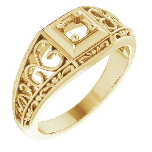 Filigree Heart Solitaire Ring
