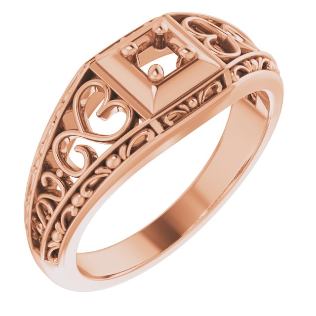 Filigree Heart Solitaire Ring