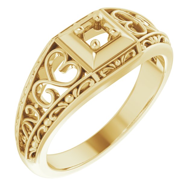 Filigree Heart Solitaire Ring