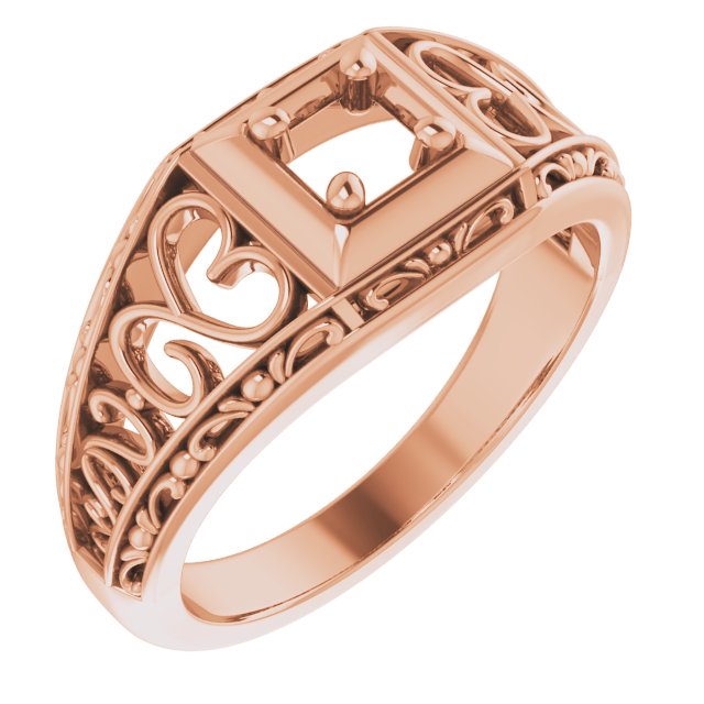 Filigree Heart Solitaire Ring