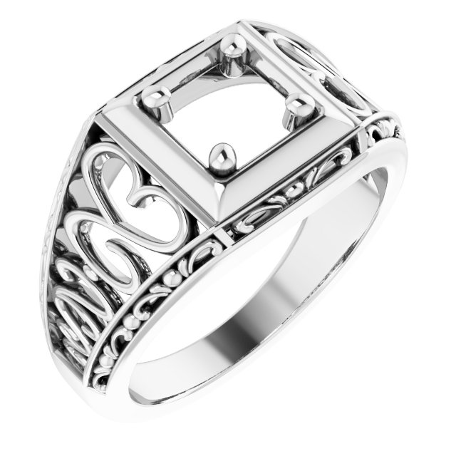 Filigree Heart Solitaire Ring