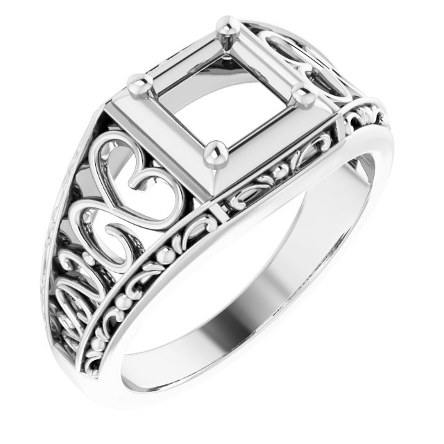Filigree Heart Solitaire Ring
