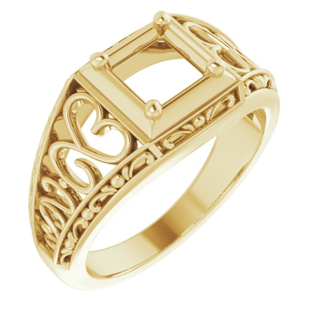 Filigree Heart Solitaire Ring