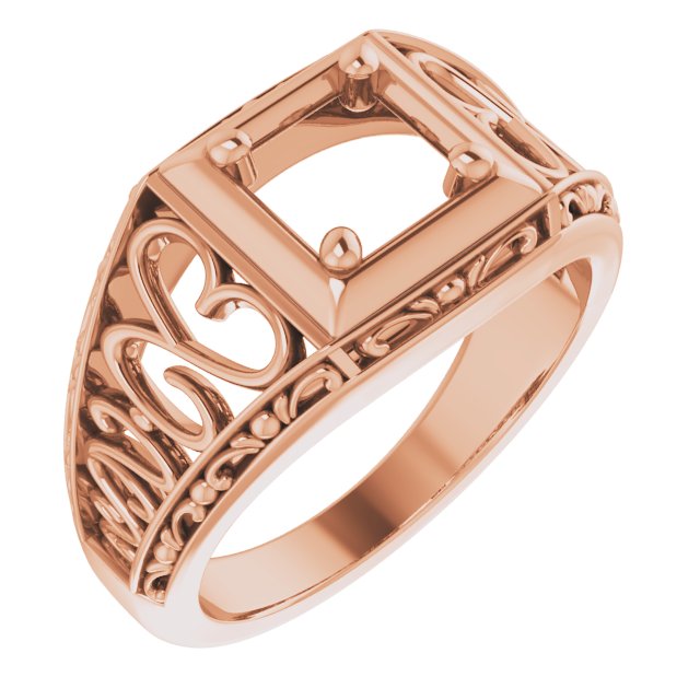 Filigree Heart Solitaire Ring