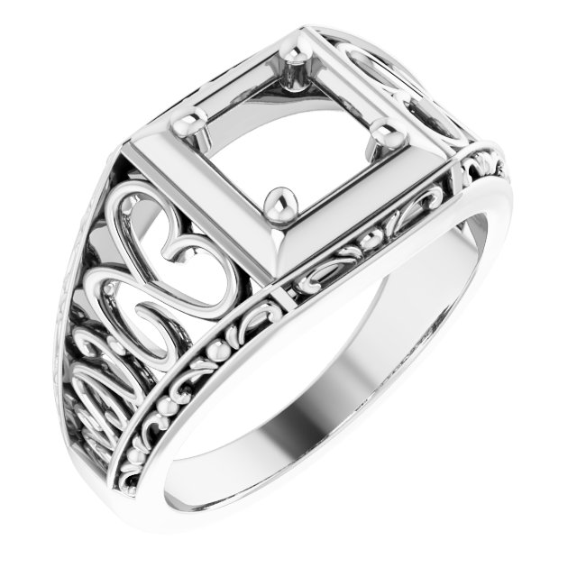Filigree Heart Solitaire Ring