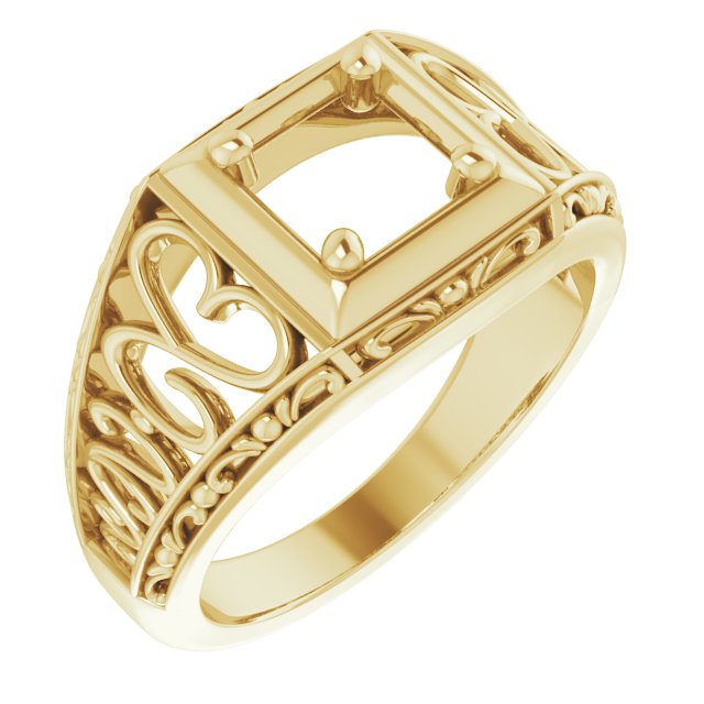Filigree Heart Solitaire Ring