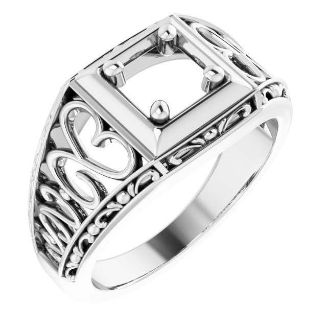 Filigree Heart Solitaire Ring