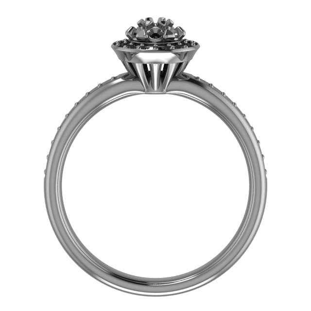 4.4 mm Round Cluster Halo-Style Engagement Ring Mounting view 2