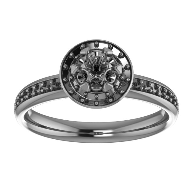 4.4 mm Round Cluster Halo-Style Engagement Ring Mounting view 3