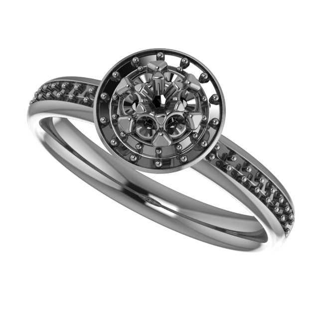 4.4 mm Round Cluster Halo-Style Engagement Ring Mounting view 5