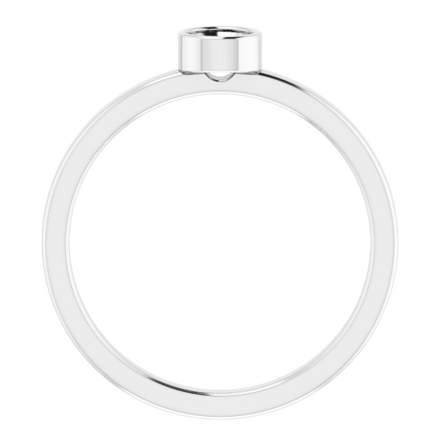 Rhodium-Plated Sterling Silver 4 mm Imitation Diamond Ring