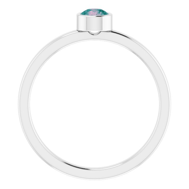 Rhodium-Plated Sterling Silver 4 mm Imitation Alexandrite Ring