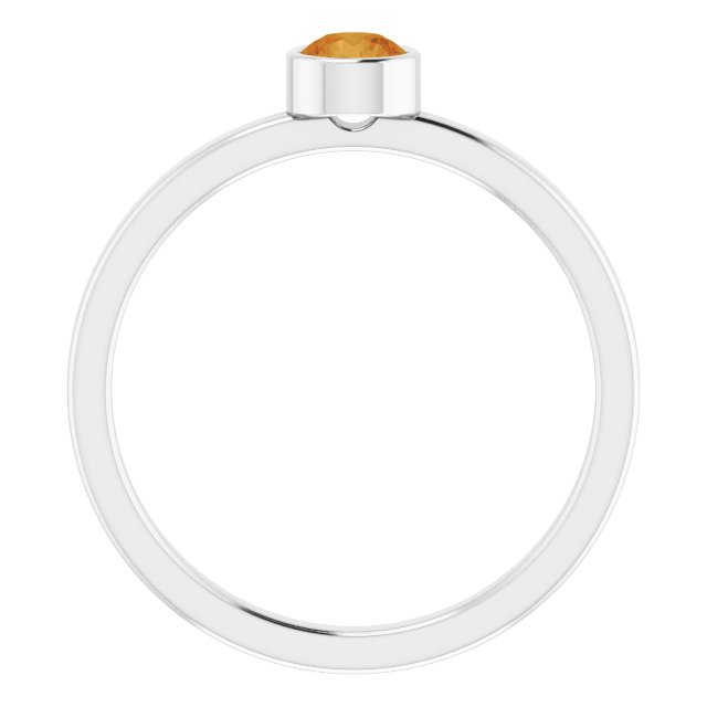 Rhodium-Plated Sterling Silver 4 mm Imitation Citrine Ring