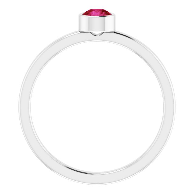 Platinum 4 mm Lab-Grown Ruby Ring