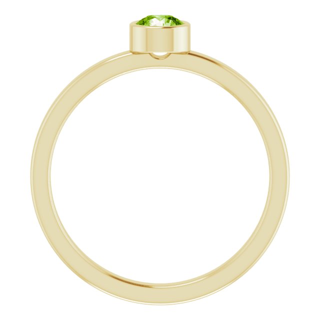 14K Yellow 4 mm Round Peridot Ring