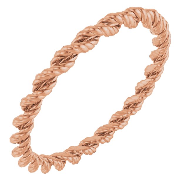 14K Rose 2 mm Twisted Rope Band Size 7