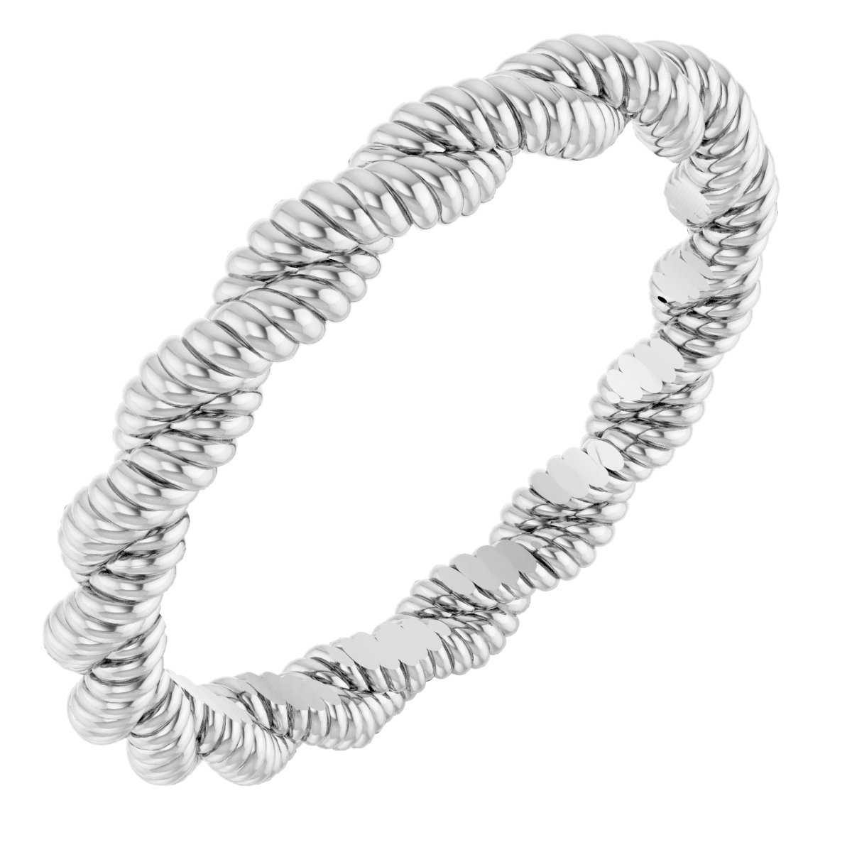 14K White Twisted Rope Band Size 7