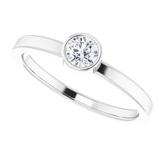 14K White 4 mm Natural Diamond Ring