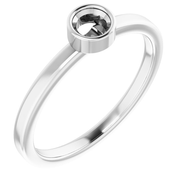 Rhodium-Plated Sterling Silver 4 mm Imitation Diamond Ring