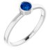Rhodium-Plated Sterling Silver 4 mm Imitation Blue Sapphire Ring