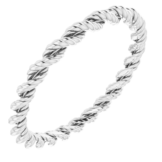 14K White 2 mm Twisted Rope Band Size 6