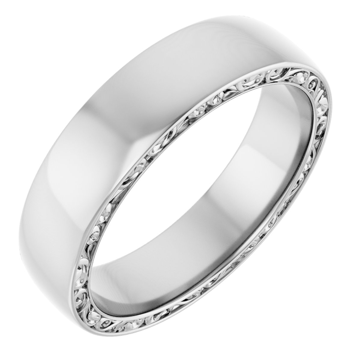 Platinum 6 mm Sculptural  Band Size 10