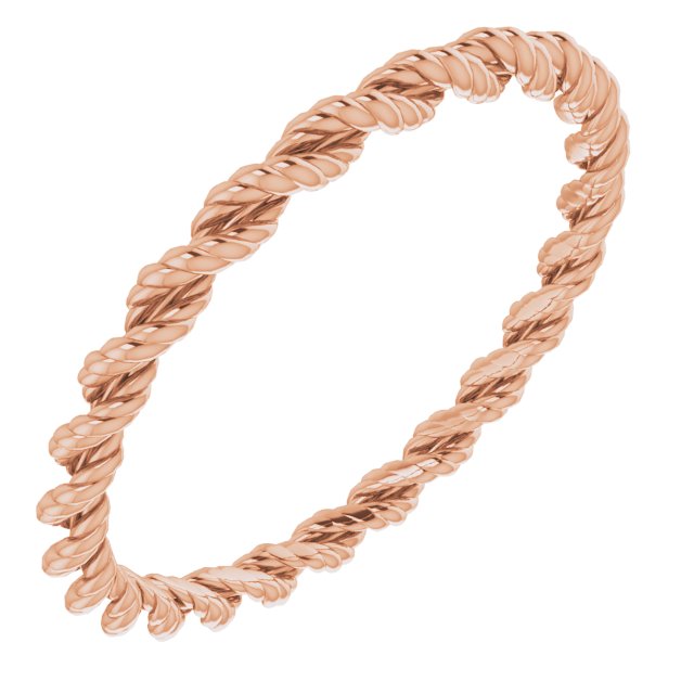 14K Rose 2 mm Twisted Rope Band Size 8
