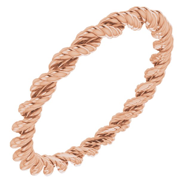 14K Rose 2 mm Twisted Rope Band Size 7