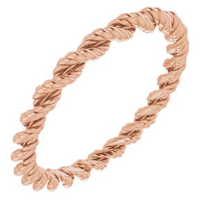 14K Rose 2 mm Twisted Rope Band Size 7.5