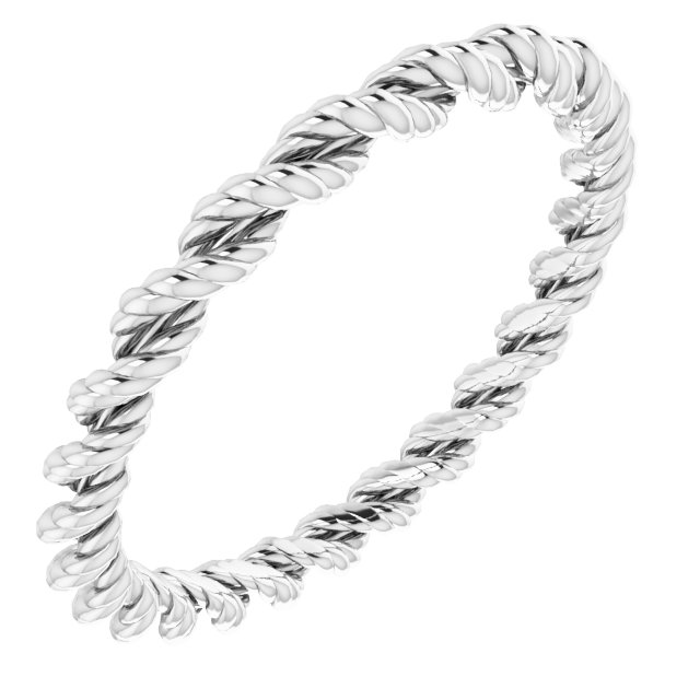 14K White 2 mm Twisted Rope Band Size 5.5