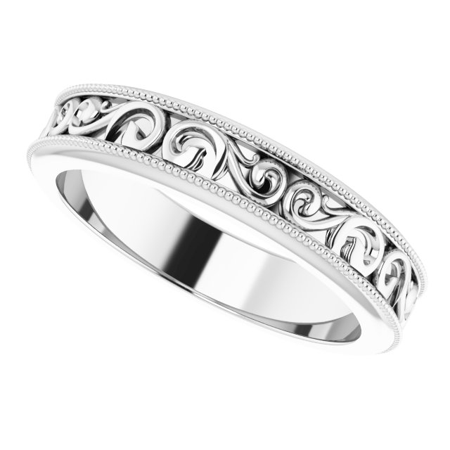 14K White 2.5 mm Sculptural-Inspired Band Size 5.5