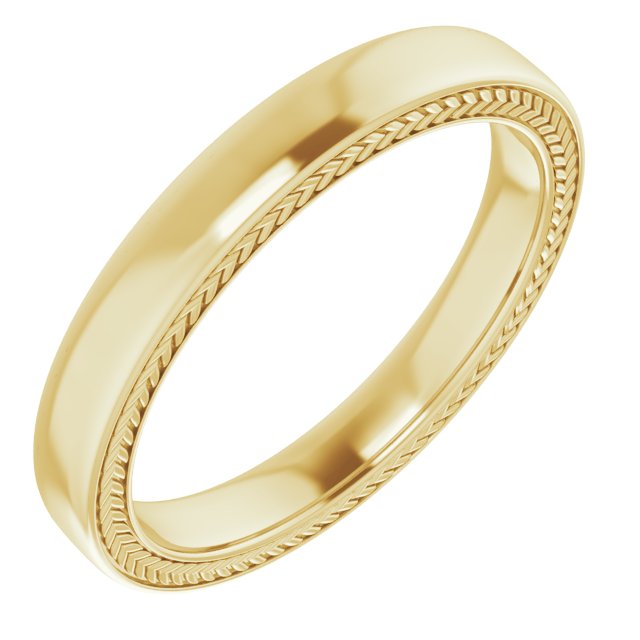 14K Yellow 3 mm Wheat Pattern Band Size 5