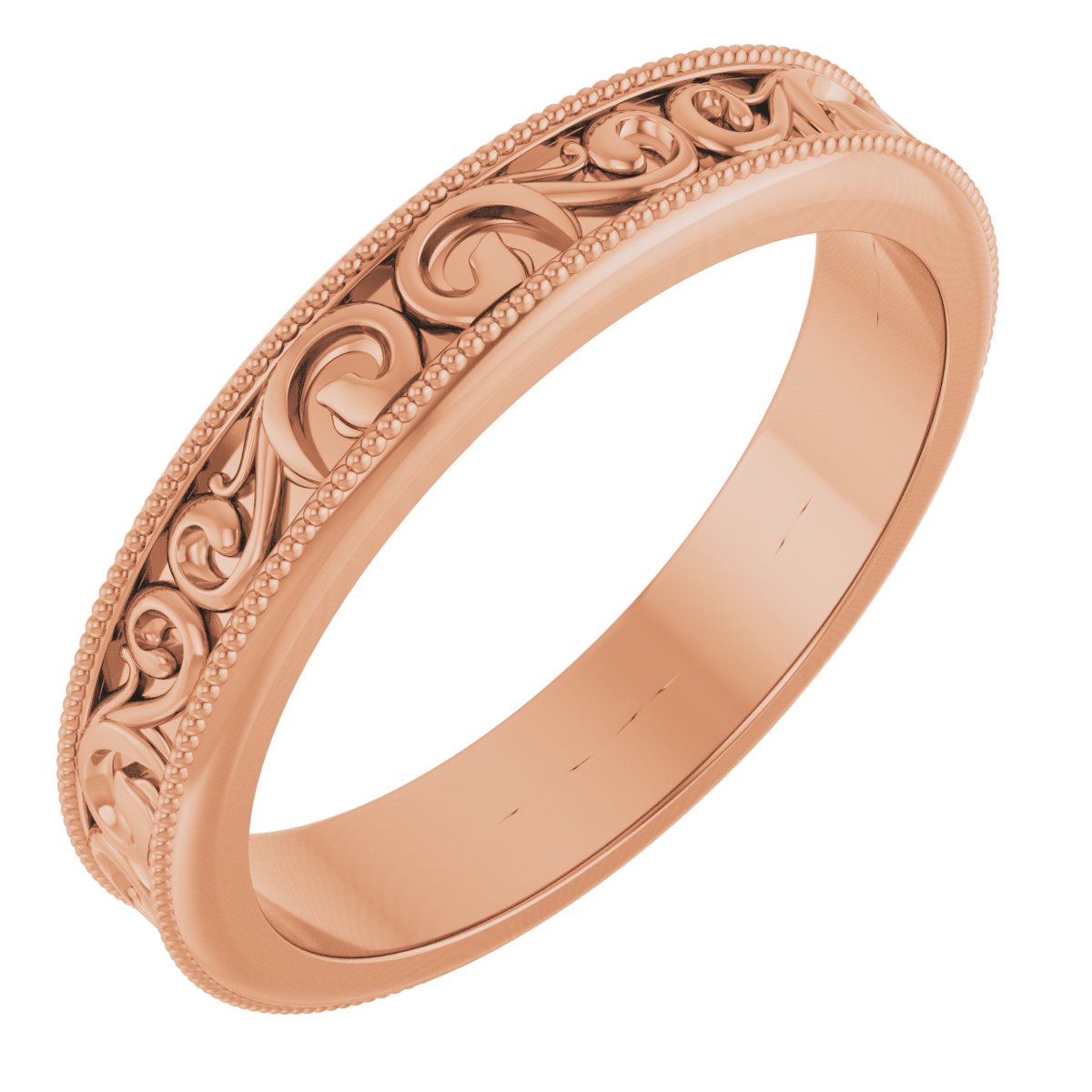 14K Rose 4 mm Sculptural-Inspired Band Size 7