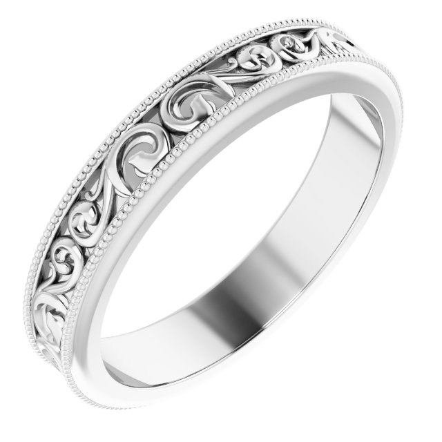 14K White 4 mm Sculptural-Inspired Band Size 7