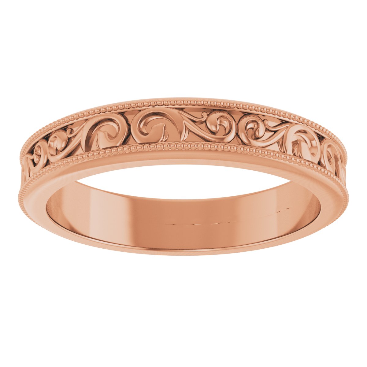 14K Rose 4 mm Sculptural-Inspired Band Size 7