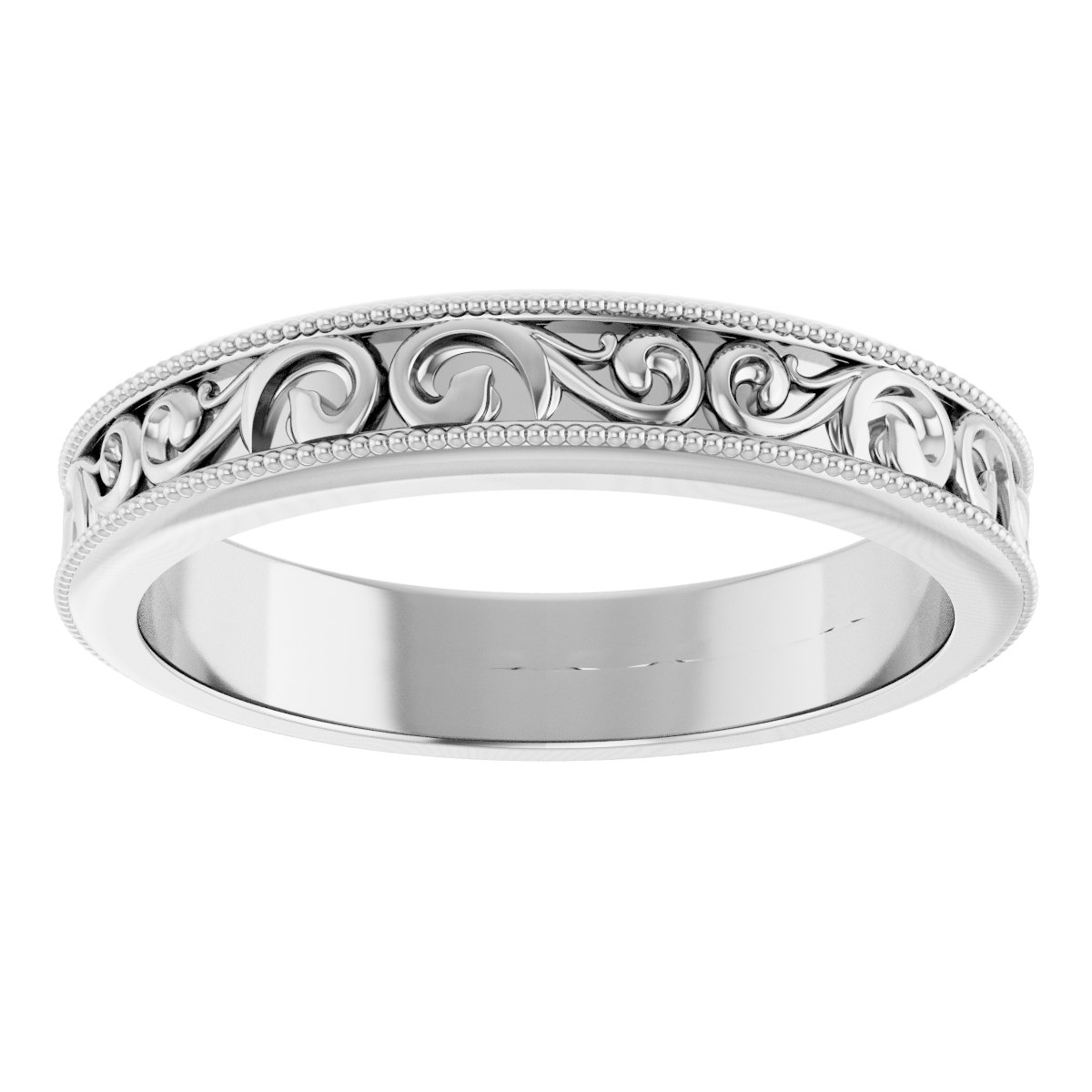 14K White 4 mm Sculptural-Inspired Band Size 7
