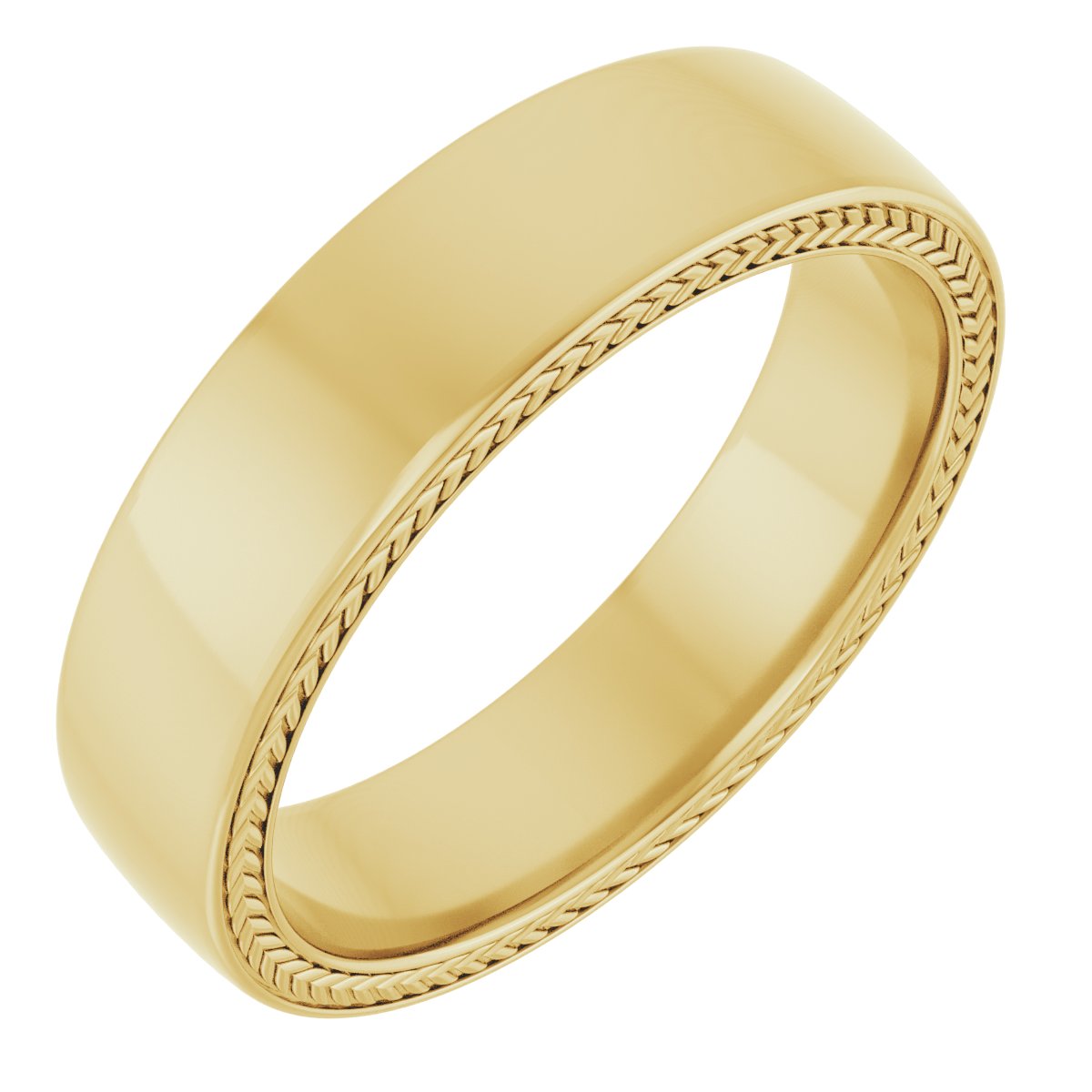 14K Yellow 6 mm Wheat Pattern Band Size 11