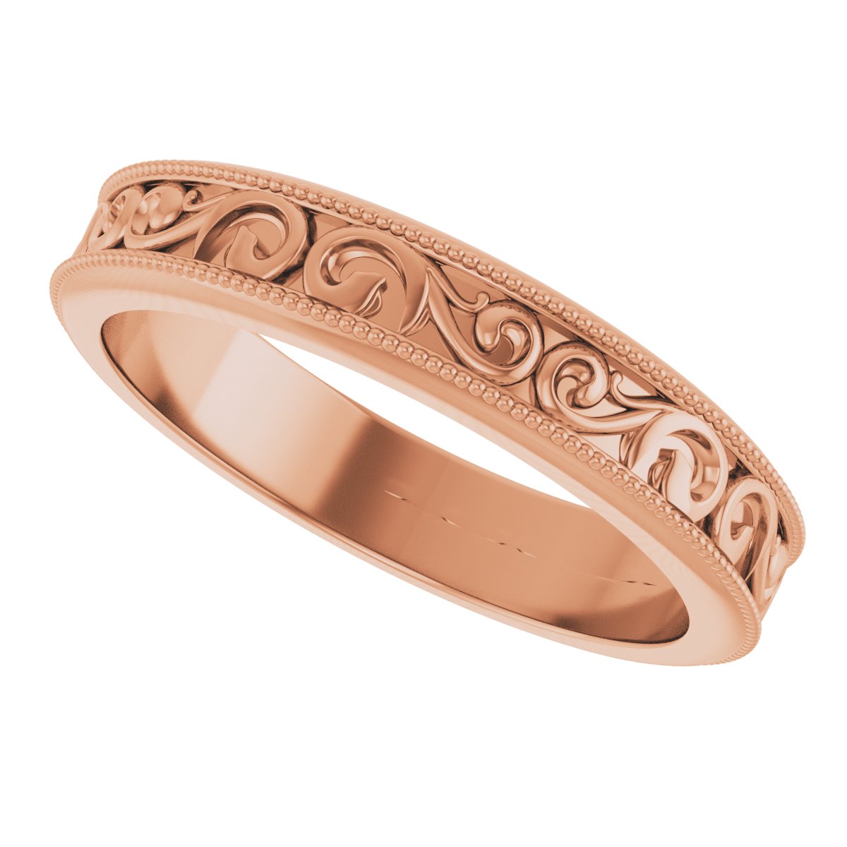 14K Rose 4 mm Sculptural-Inspired Band Size 7