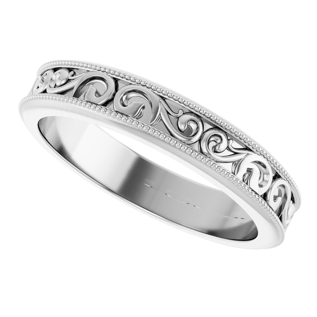 14K White 4 mm Sculptural-Inspired Band Size 7