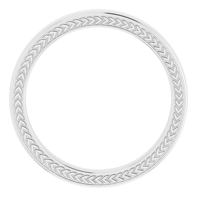 14K White 3 mm Wheat Pattern Band Size 6