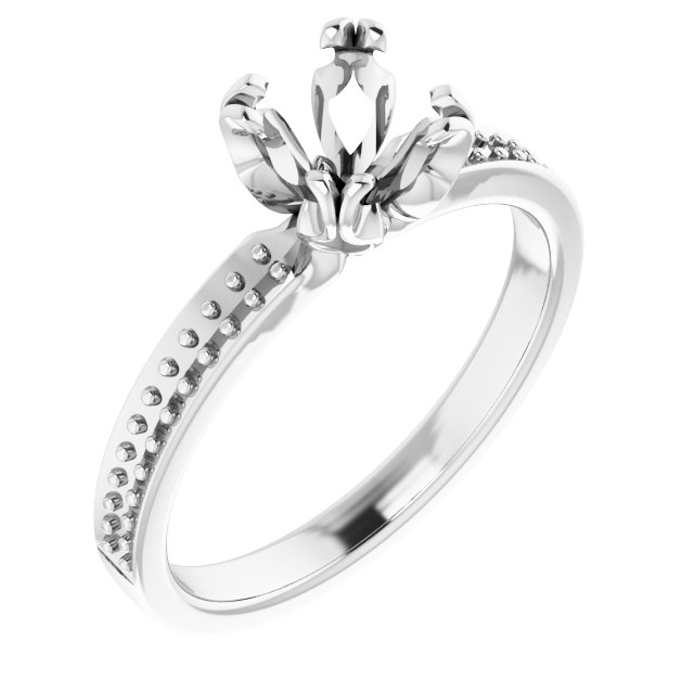14K White 6.5 mm Round .08 CTW Natural Diamond Semi-Set Engagement Ring 