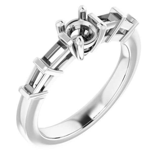 Baguette Accented Engagement Ring