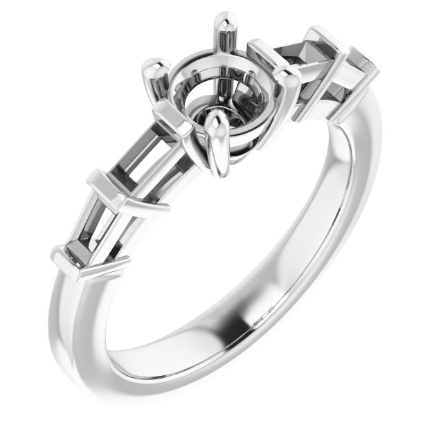 Baguette Accented Engagement Ring