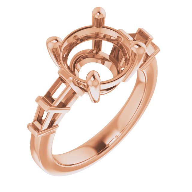 Baguette Accented Engagement Ring