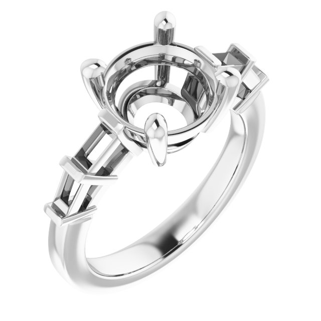 Baguette Accented Engagement Ring